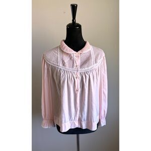 Vintage Barbazon Donnie Penny Women's Cut Petal Pink Fleece Bed Jacket Size M